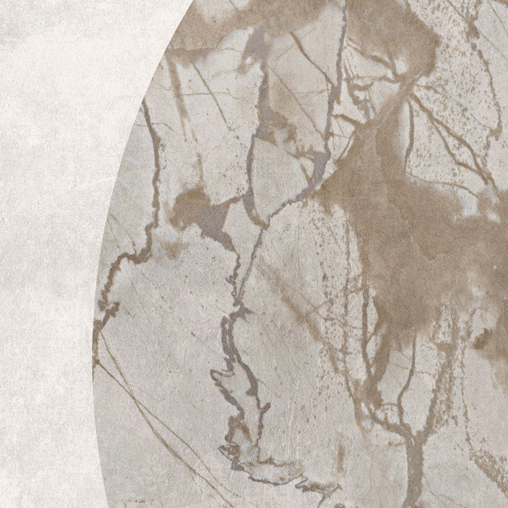             Mercurio 2 - Muurschildering Greige stone look met marmereffect
        
