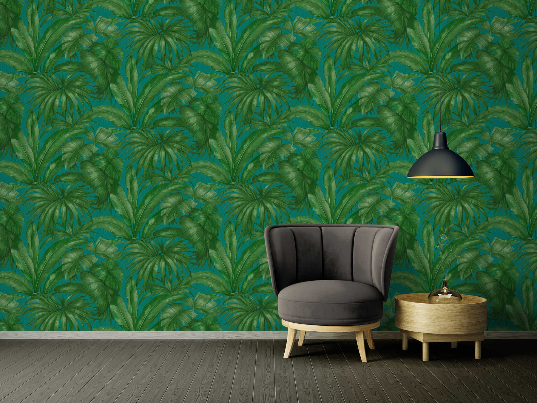             Jungle wallpaper VERSACE with palm leaves motif - green
        