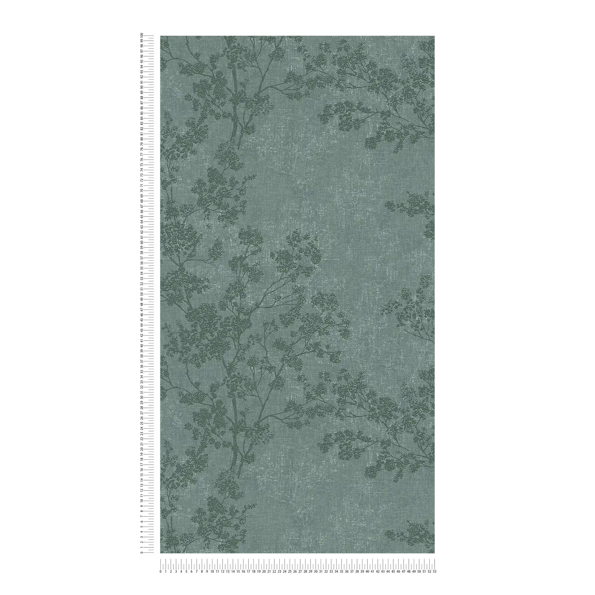             behang bladeren patroon in linnen look - groen
        