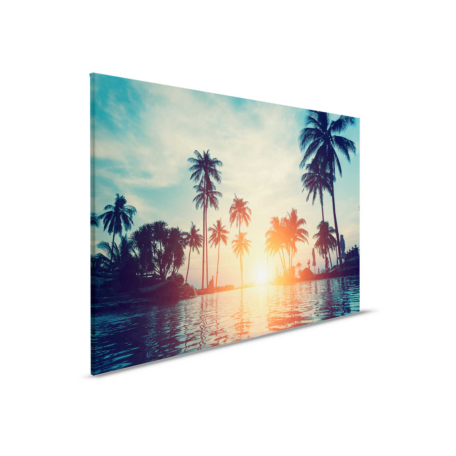         Canvas painting with palm trees on the water in the sunset - 0.90 m x 0.60 m
    