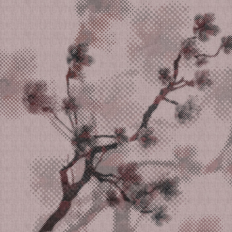 Twigs 3 - Digital behang met natuurmotief & pixeldesign - natuurlijke linnenstructuur - roze | mat glad vlies

