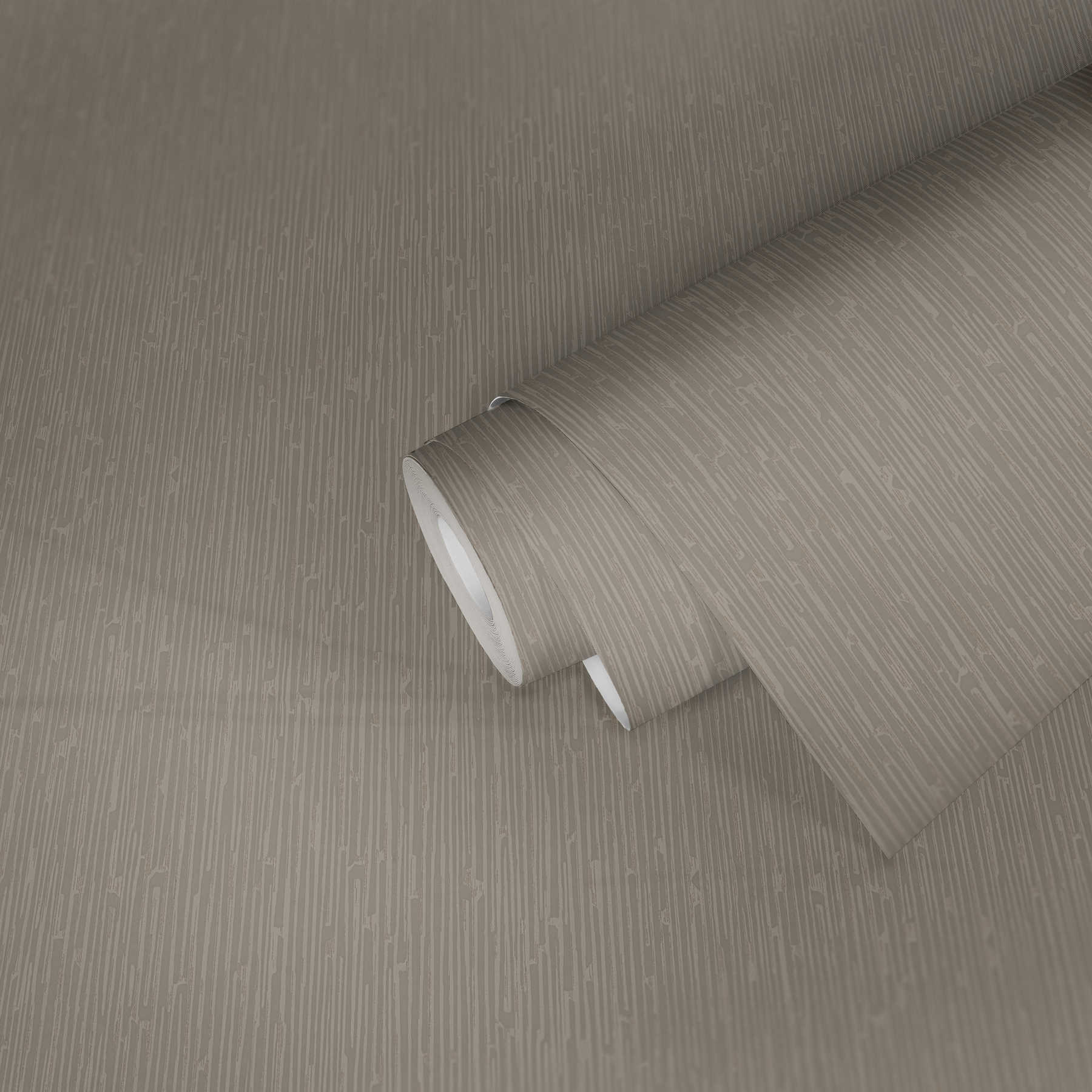             Non-woven wallpaper taupe with tone-on-tone texture effect
        