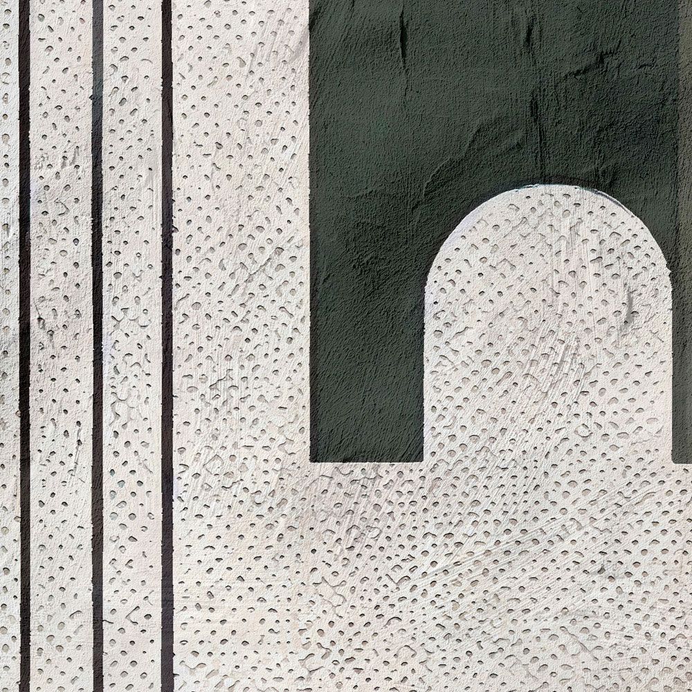             Photo wallpaper »torenta« - Graphic pattern with round arch, clay plaster texture - Smooth, slightly shiny premium non-woven fabric
        