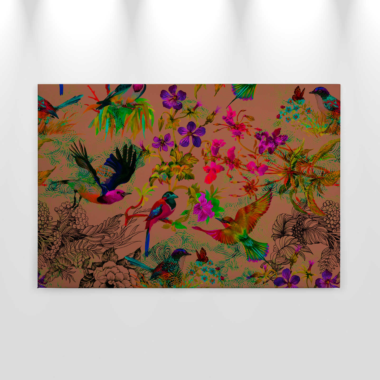             Canvas Schilderij van vogels in kleurrijke collagestijl - 0,90 m x 0,60 m
        
