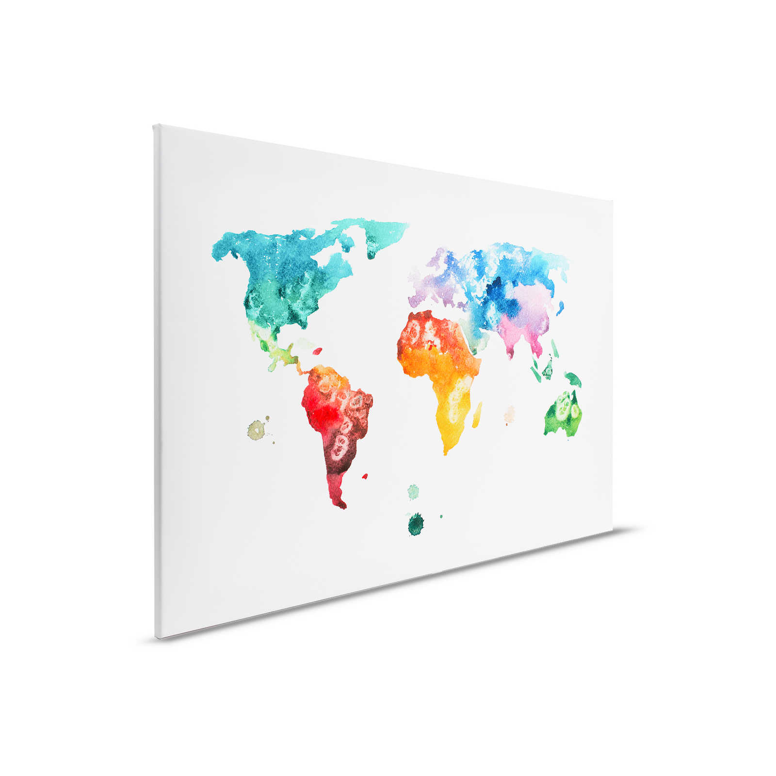 World Map Canvas in Watercolour Optics - 0.90 m x 0.60 m
