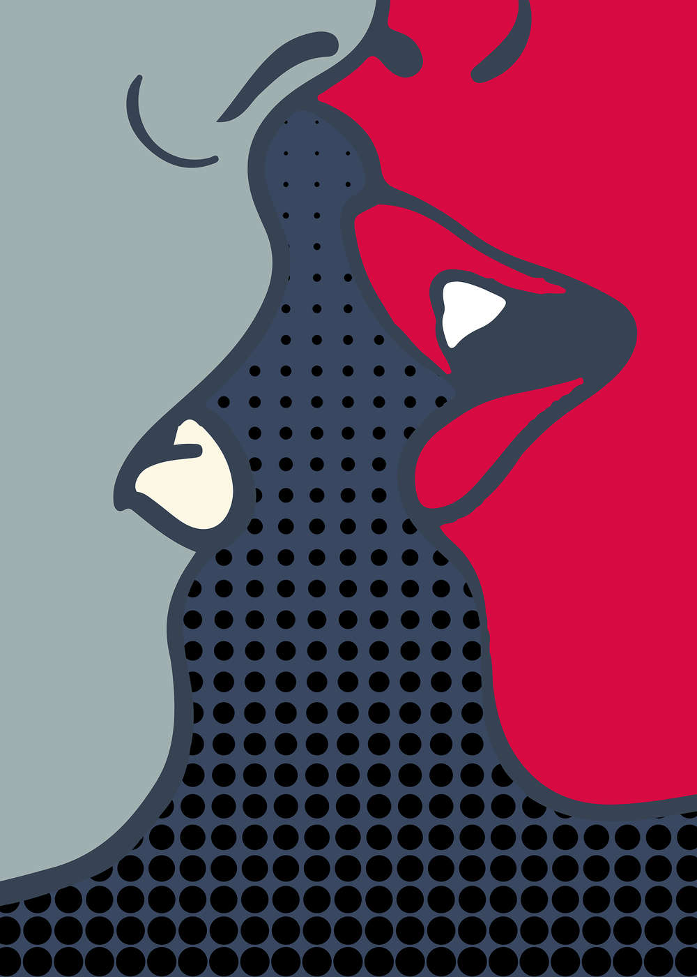             La carta da parati Kiss Design Pop Art - Blu, rosso
        