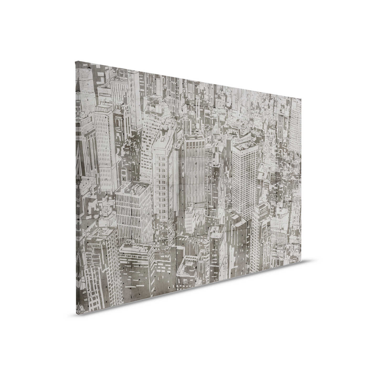 Downtown 2 - Estructura de hormigón Pintura sobre lienzo Aspecto Nueva York - 0,90 m x 0,60 m
