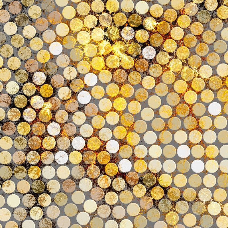         Graphic mural with dot & texture pattern - Yellow, Brown, White
    