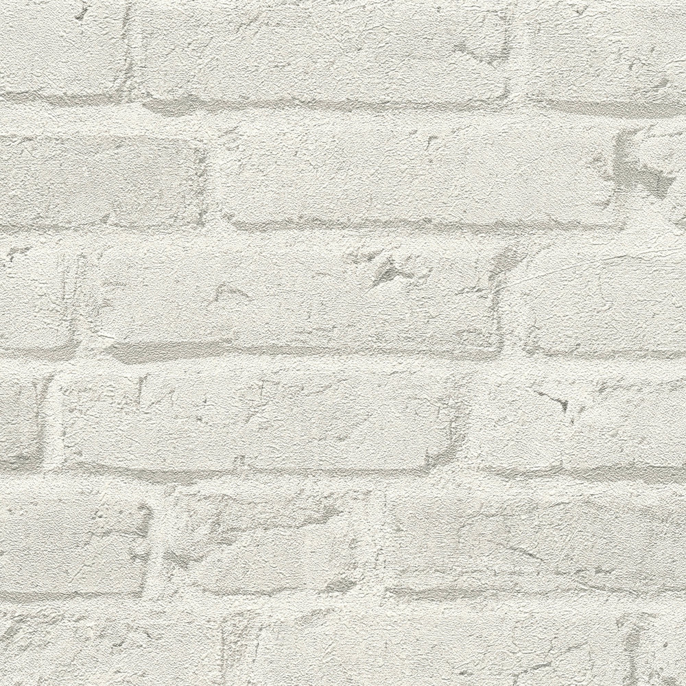             Papier peint brique avec effet de mur & motif structuré - Gris
        