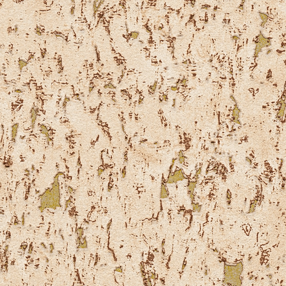             Wallpaper cork structure with metallic accent - brown, cream, gold
        