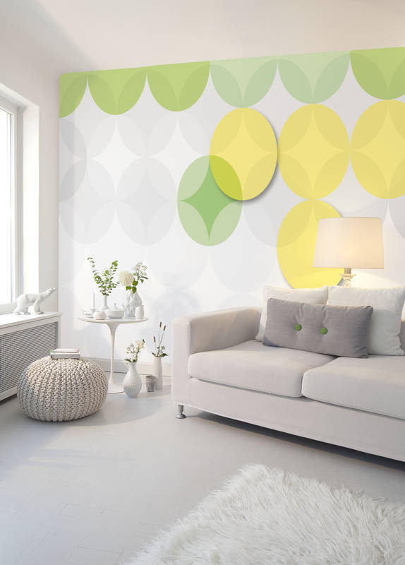             Photo wallpaper circle design & graphic pattern - yellow, green, white
        
