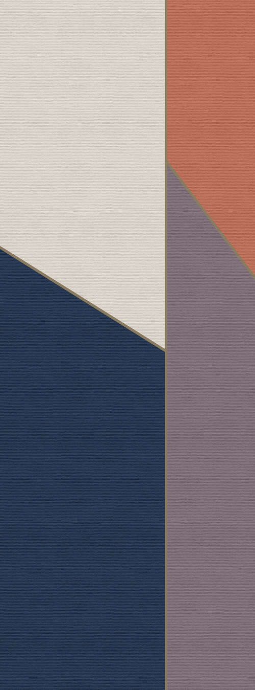             Geometry Panel 2 - Geometrisch Stripe Pattern Ribbed Photo Panel - Beige, Blue | Pearl Smooth Vliesbehang
        