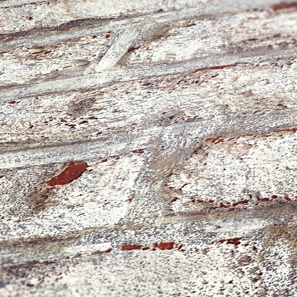             Papier peint maçonnerie avec mur de briques rustique blanchi - blanc, marron, gris
        