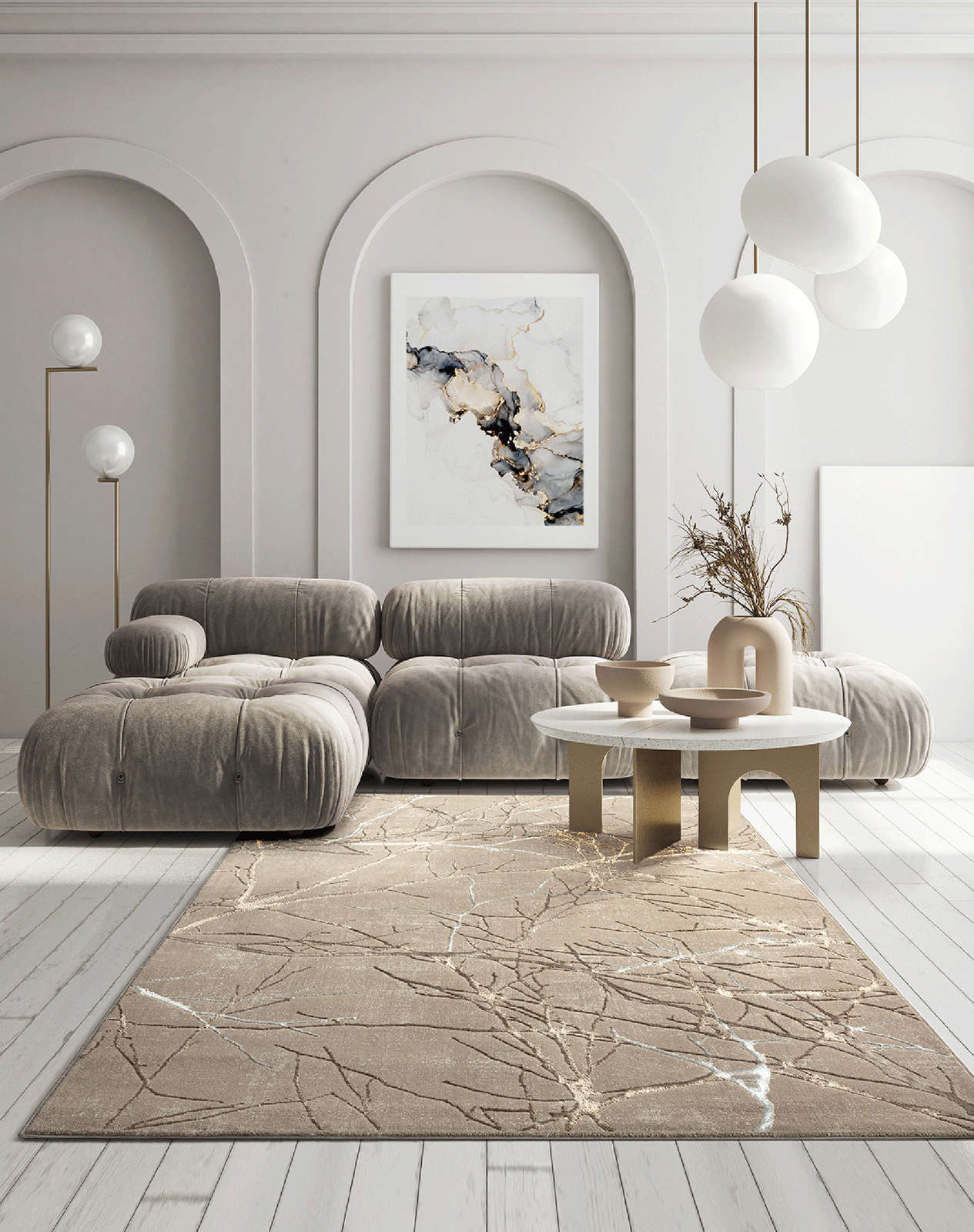             Hoogpolig tapijt in zacht beige - 290 x 200 cm
        