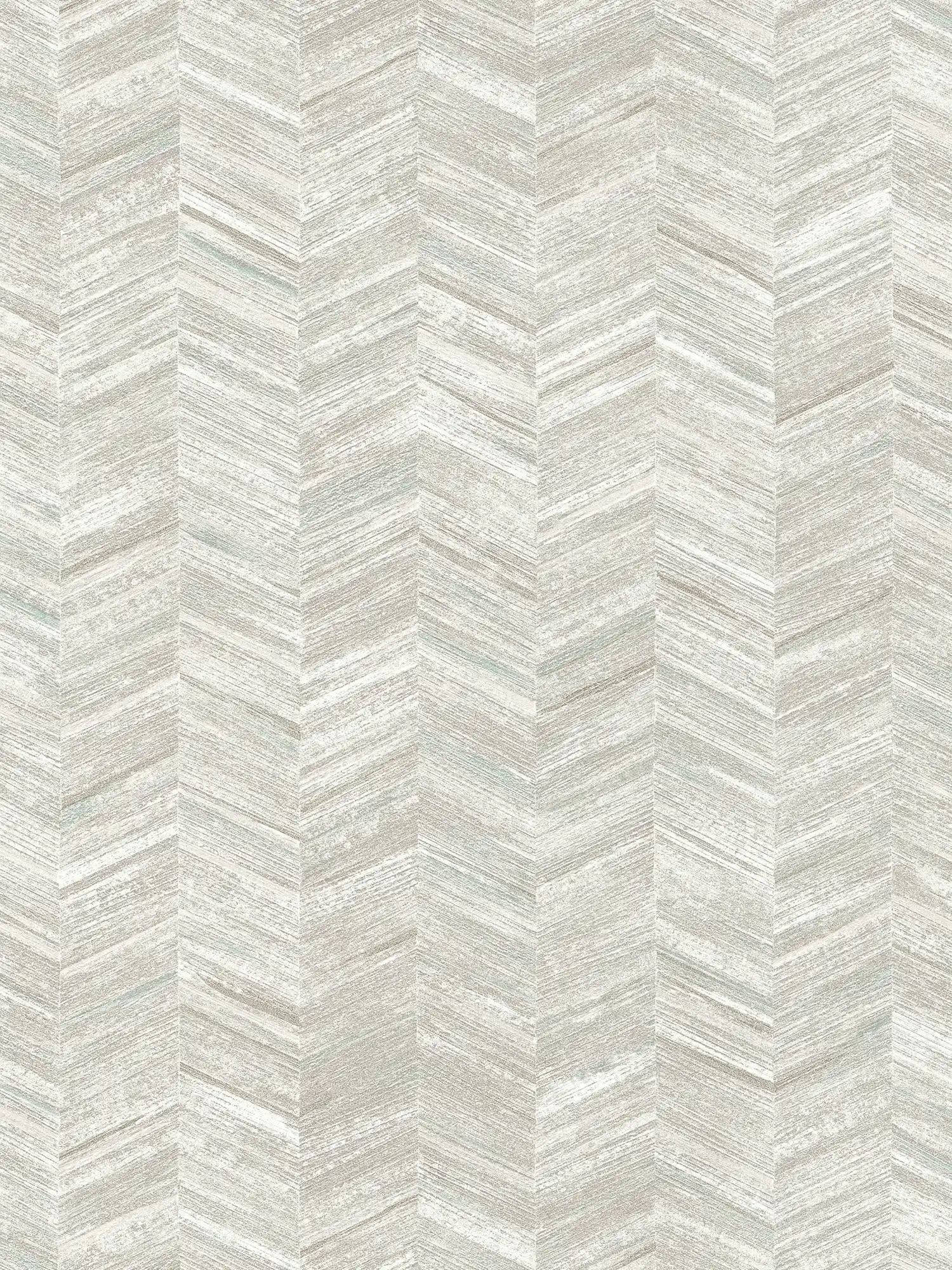 Papier peint structuré intissé avec effet bois & motif à chevrons - gris, blanc
