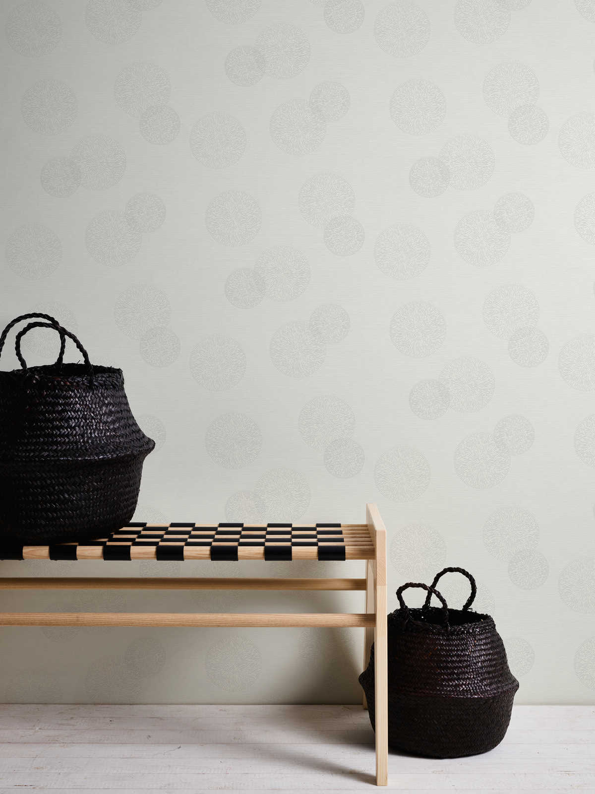             Textured wallpaper with modern circle pattern - white
        