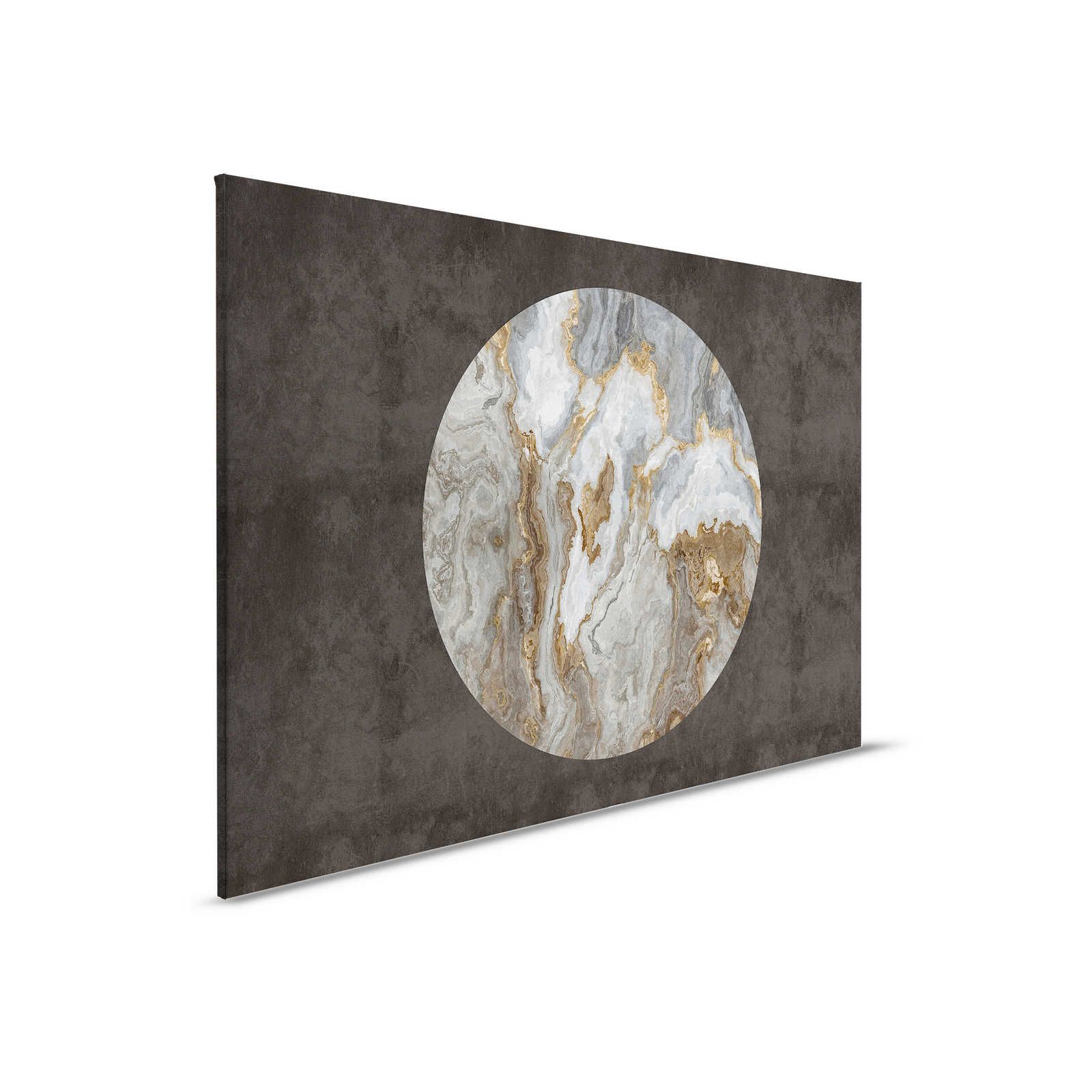         Luna 2 - Marble canvas picture Stone circle in front of black plaster optic - 0,90 m x 0,60 m
    