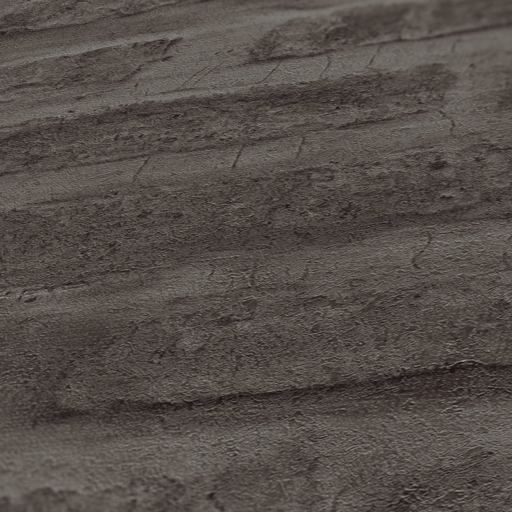             Carta da parati in tessuto non tessuto antracite con aspetto pietra e muro di mattoni - grigio, nero
        