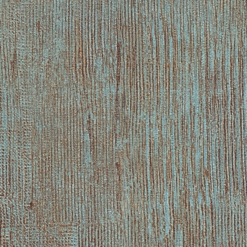             Vliesbehang used look & roest effect - bruin, turquoise
        
