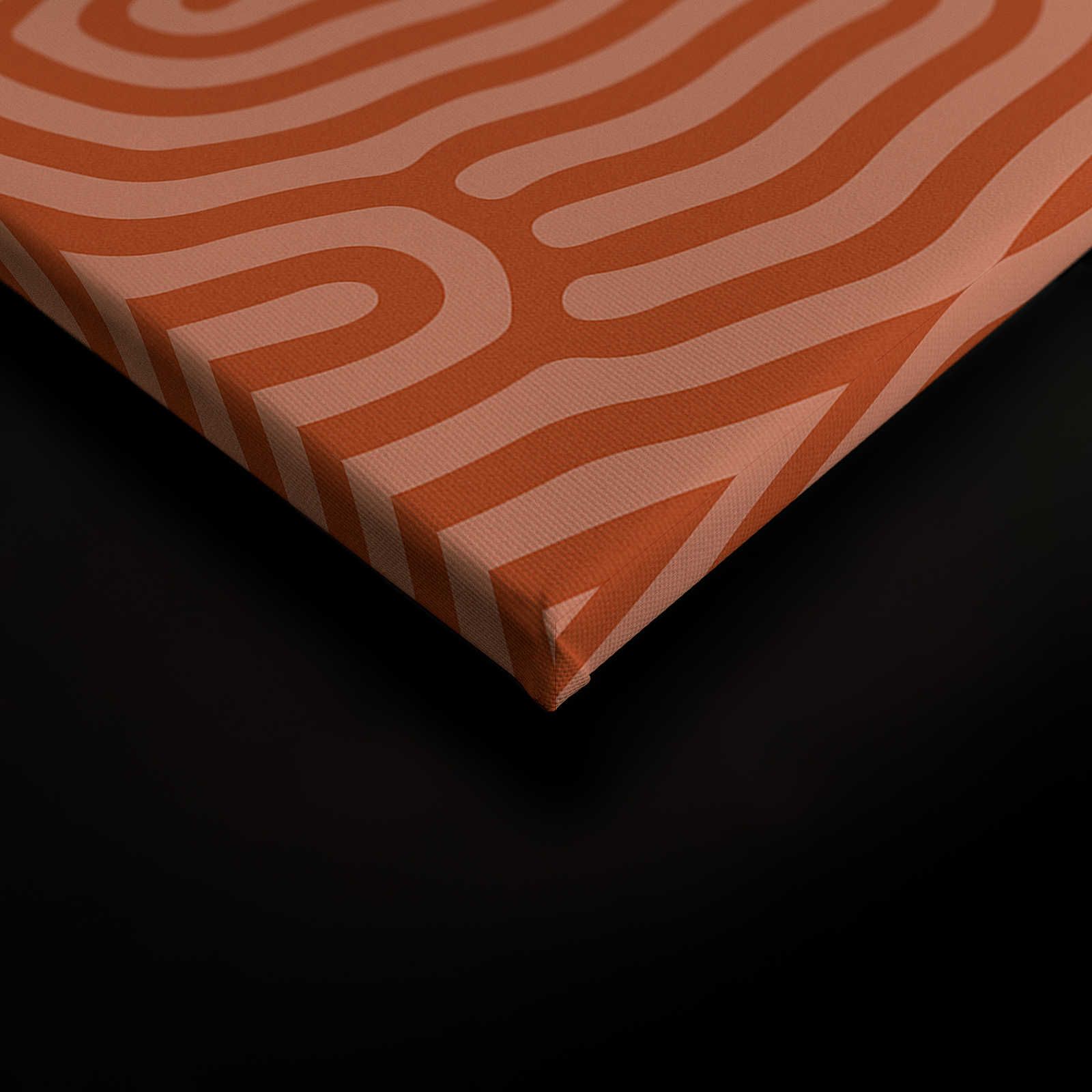             Sahel 3 - Quadro su tela rossa con motivo a linee organiche - 0,90 m x 0,60 m
        