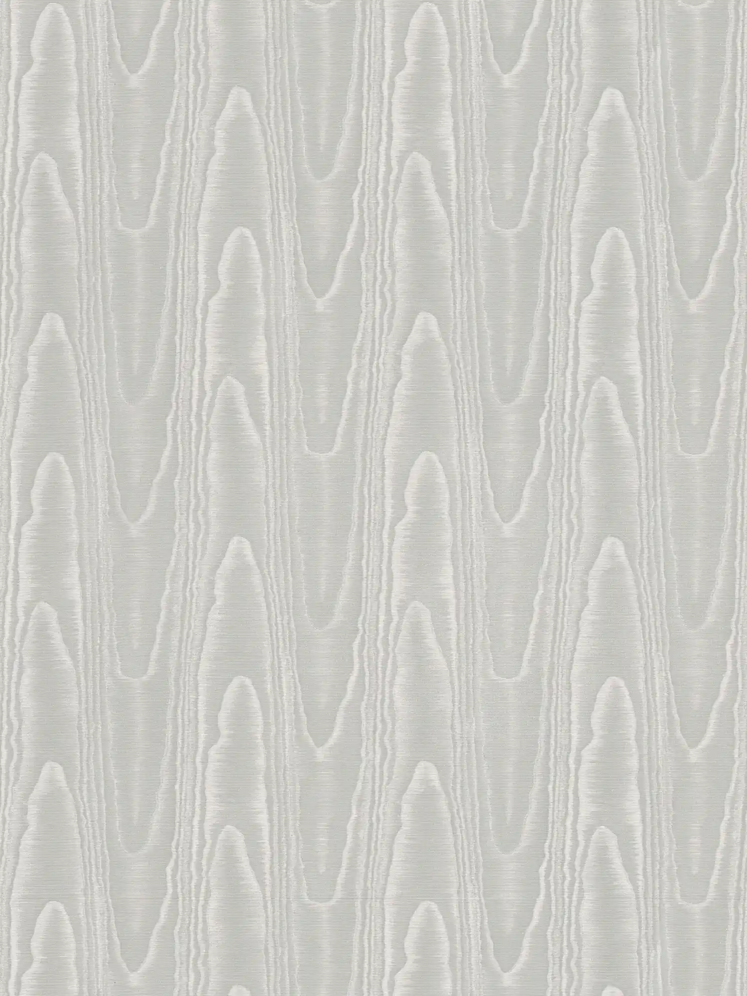 Papier peint gris argenté Soie moirée & motifs ondulés - Gris
