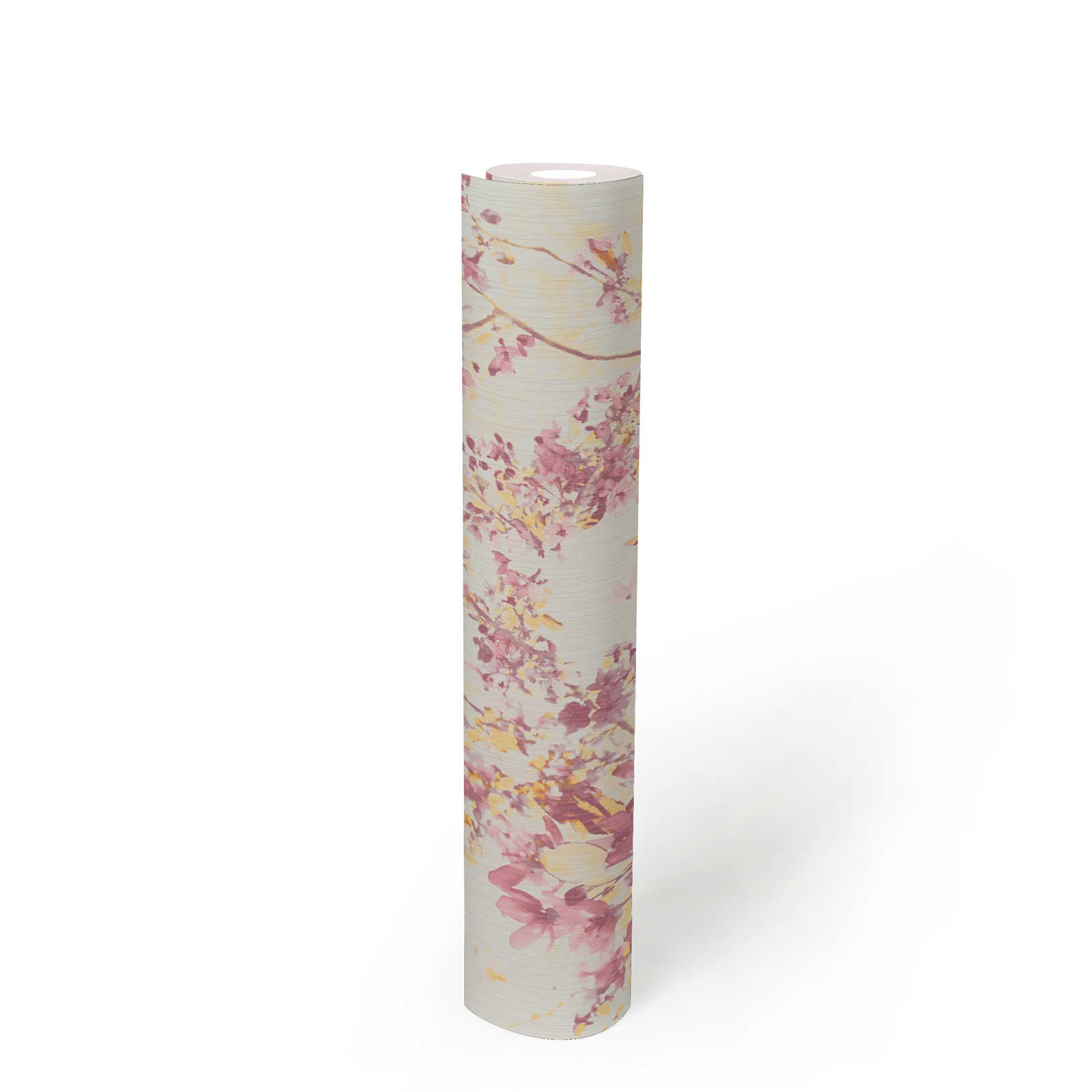             Flowers non-woven wallpaper with floral motif - pink, yellow
        