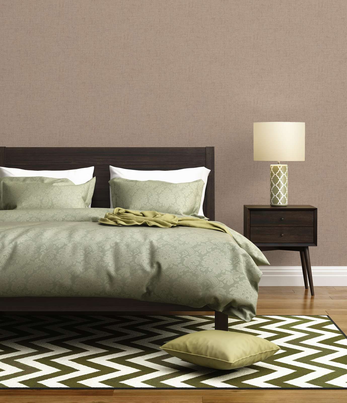             Textured non-woven wallpaper with a slight sheen - brown, beige
        