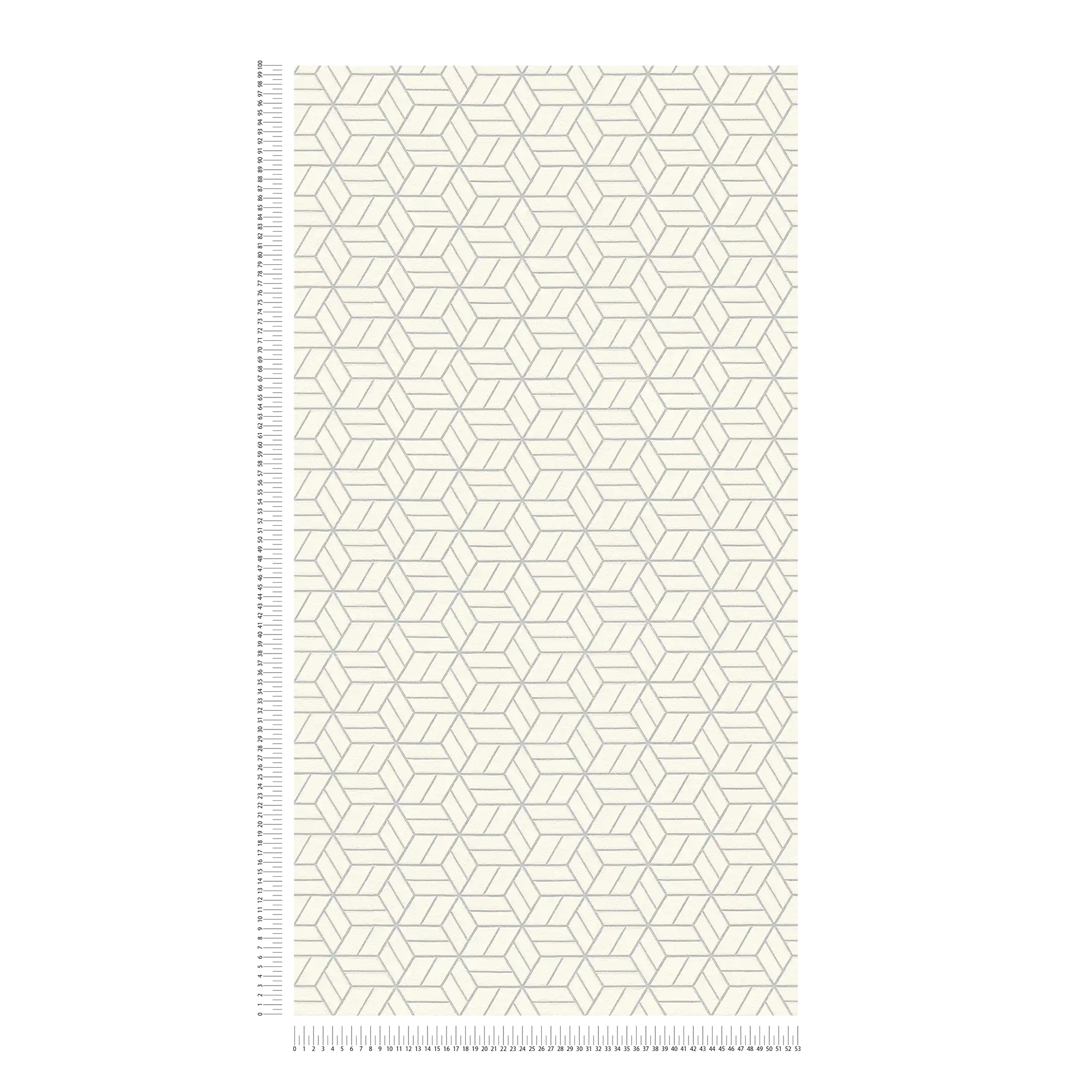             Papier peint motif géométrique & effet scintillant - argent, gris, blanc
        