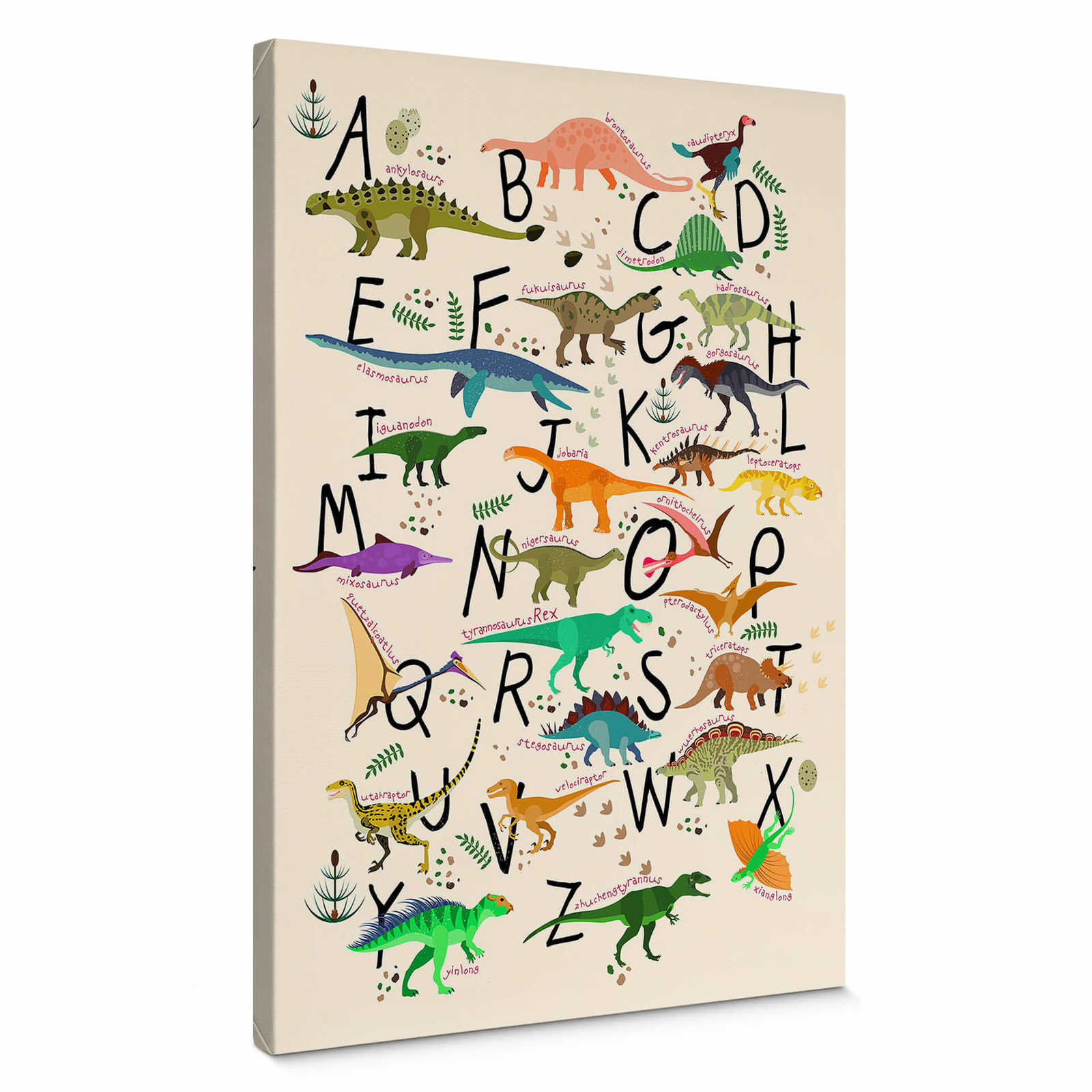 Canvas print dinosaur alphabeth – colourful
