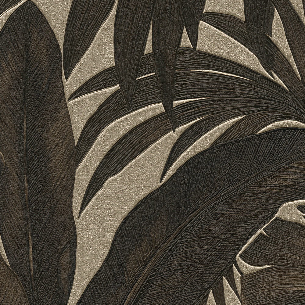             Papel pintado VERSACE palmeras y efecto metálico - marrón, metálico
        