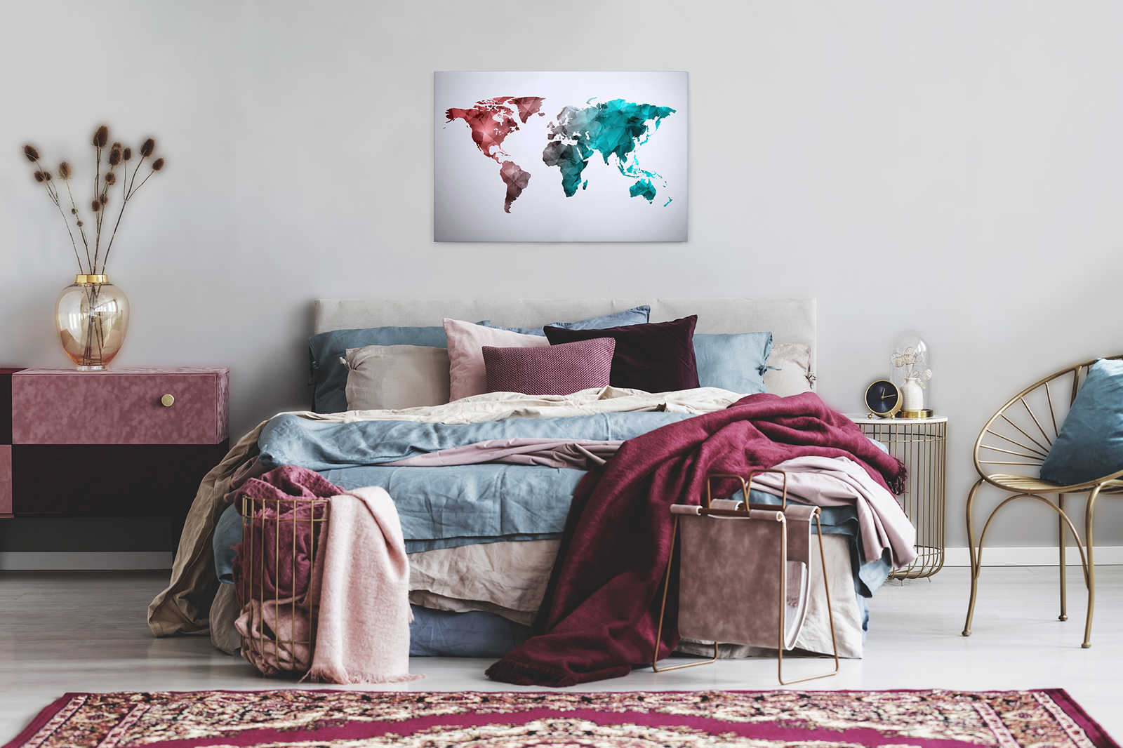            Lienzo con mapamundi de elementos gráficos | WorldGrafic 2 - 0,90 m x 0,60 m
        