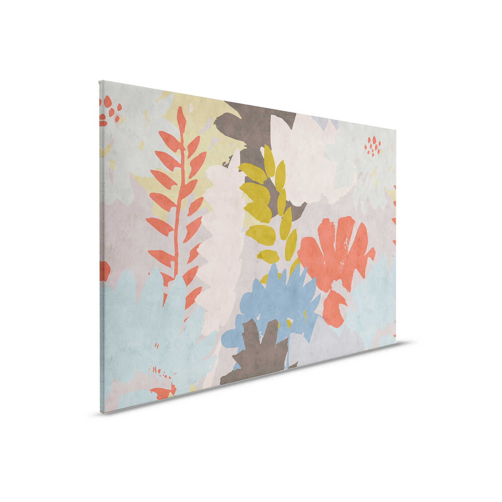         Floral Collage 3 - Abstract canvas picture in blotting paper structure with leaf motif - 0.90 m x 0.60 m
    
