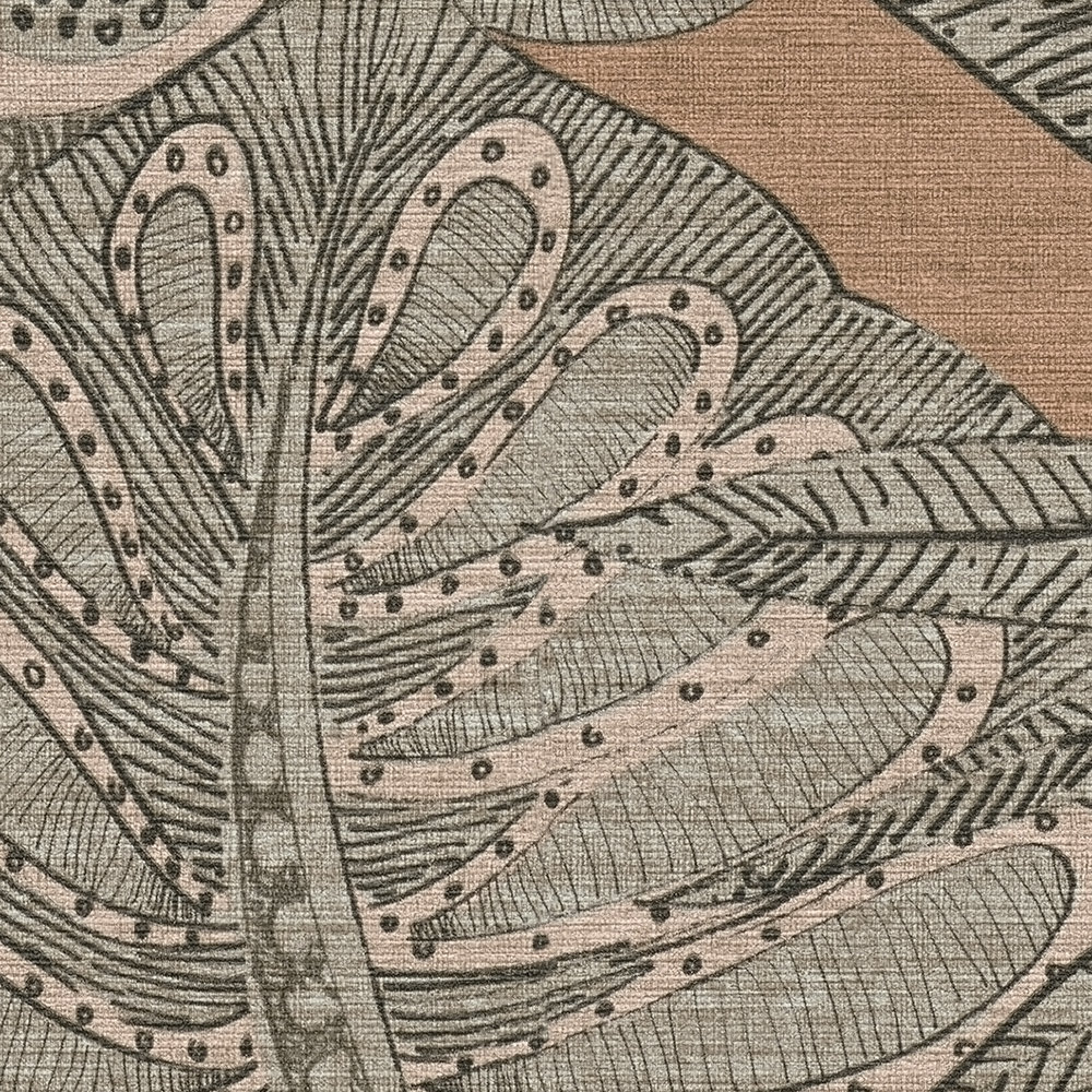             papier peint en papier intissé floral dans un design graphique avec une légère structure, mat - rose, gris, taupe
        