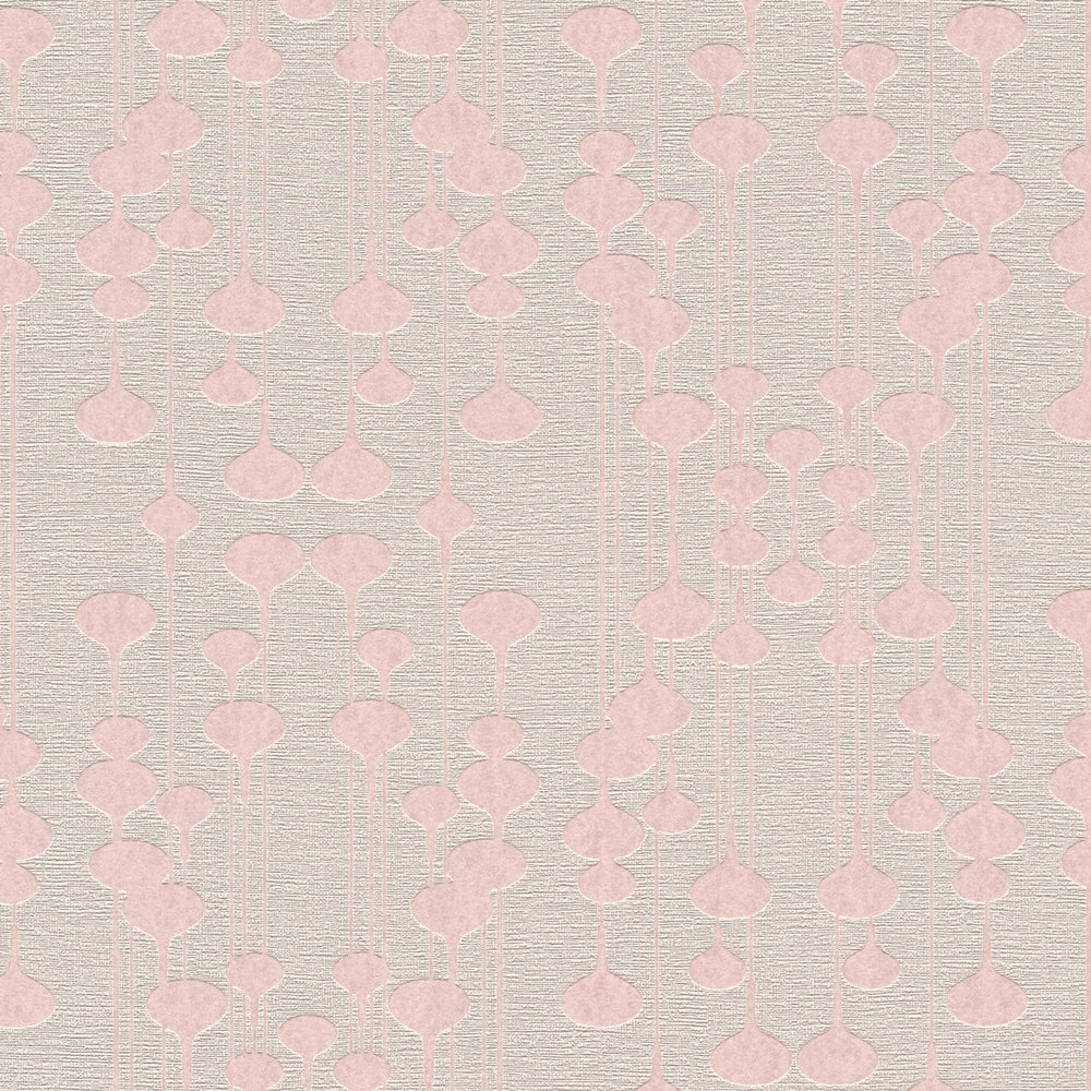            Retro wallpaper non-woven, matt & gloss effect - beige, pink
        