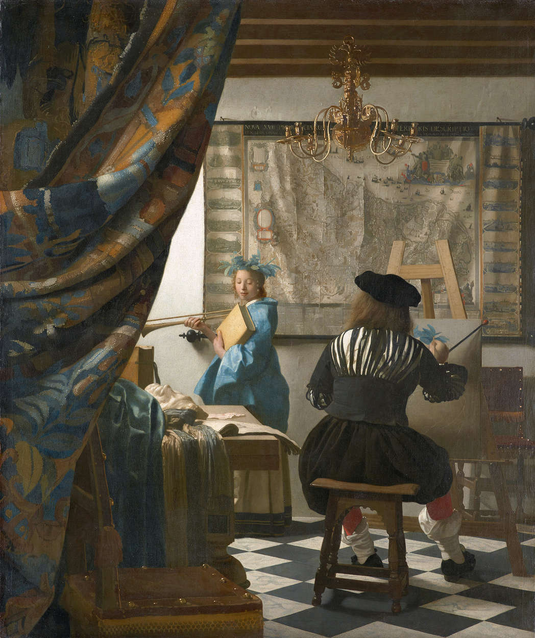             Muurschildering "Vermeer in zijn atelier" van Jan Vermeer
        