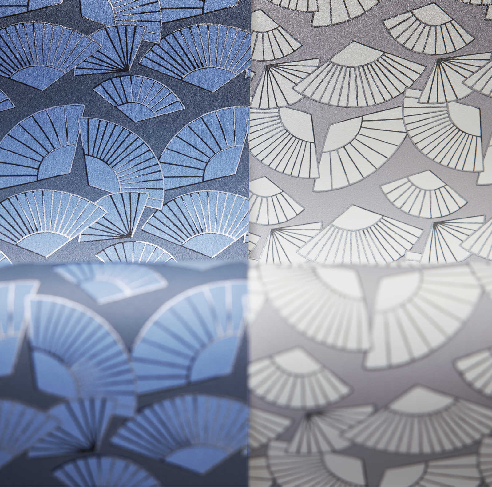             Karl LAGERFELD behangpapier waaier ontwerp - blauw, metallic
        