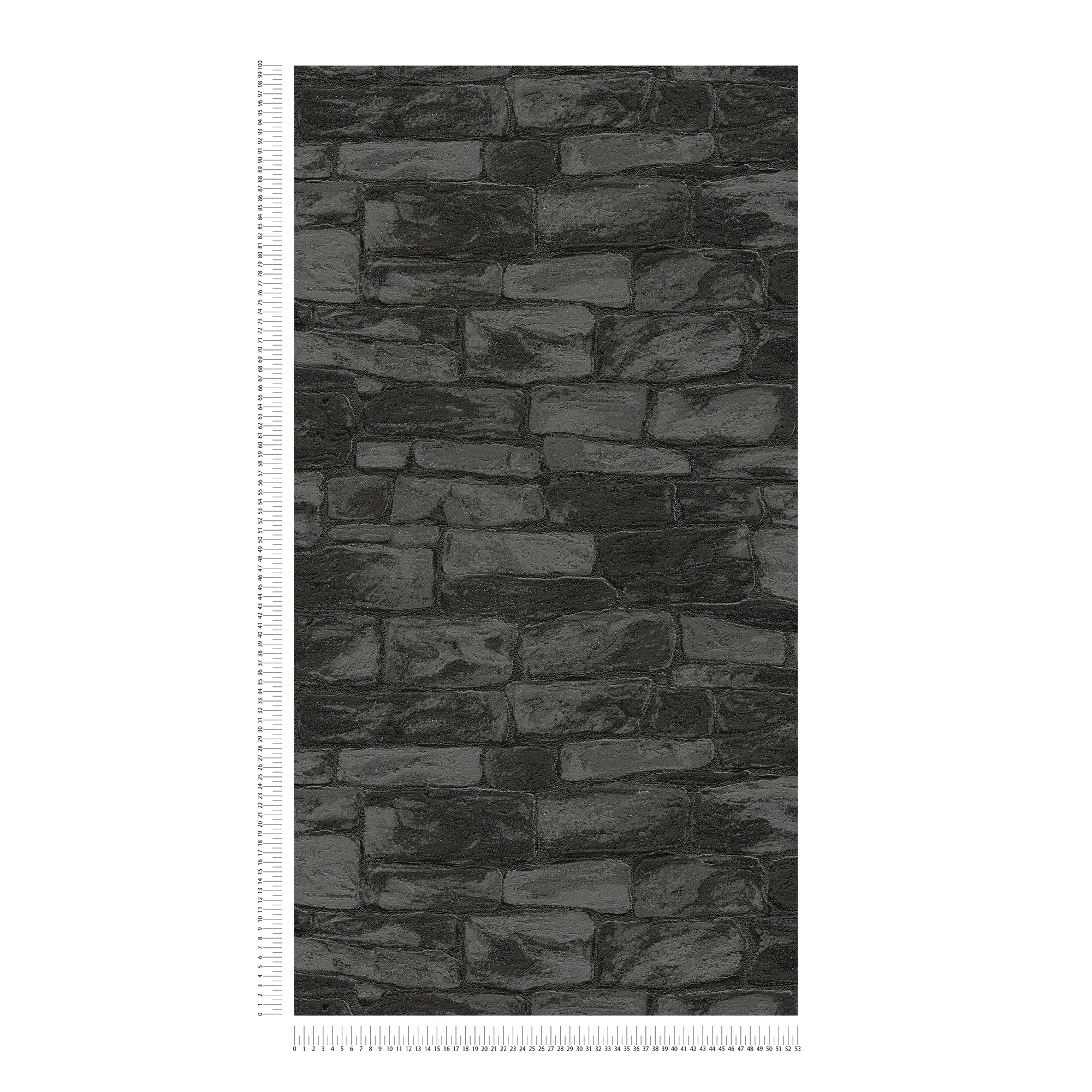             Wallpaper stone look with 3D texture pattern - black
        