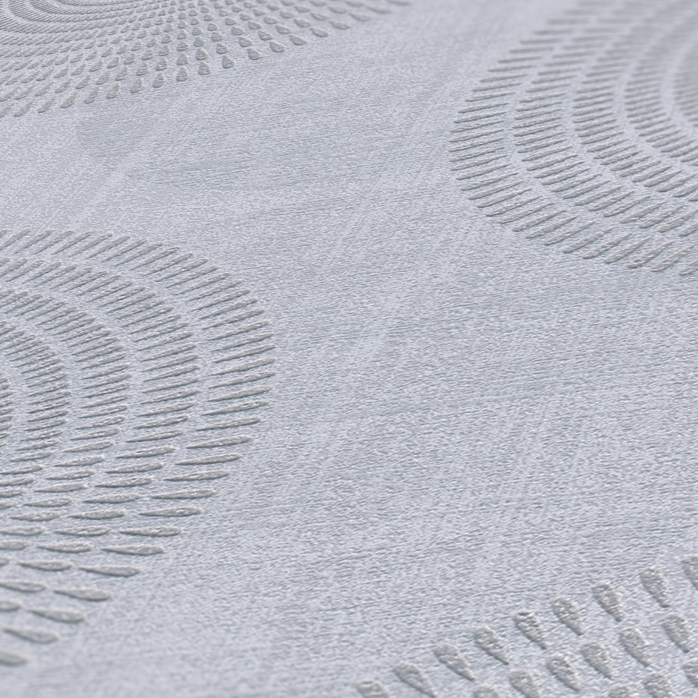             Modern non-woven wallpaper abstract circle pattern - grey
        