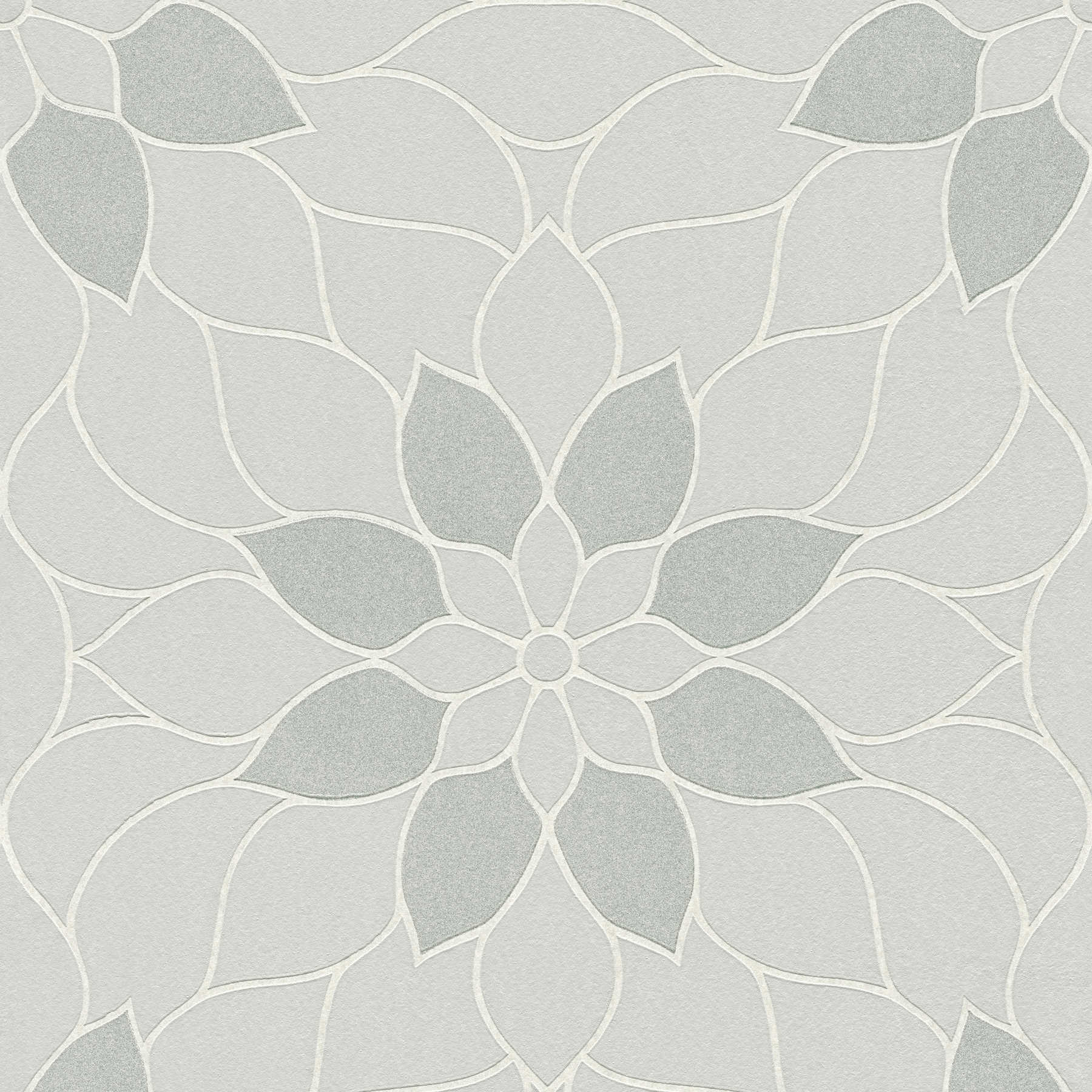 Motif floral graphique avec effet scintillant - Gris
