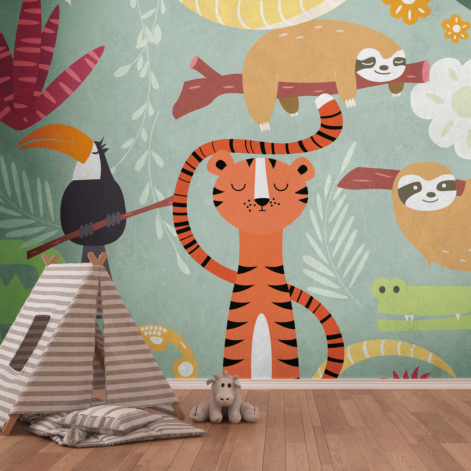         Wallpaper novelty - children motif wallpaper jungle animals comic style
    