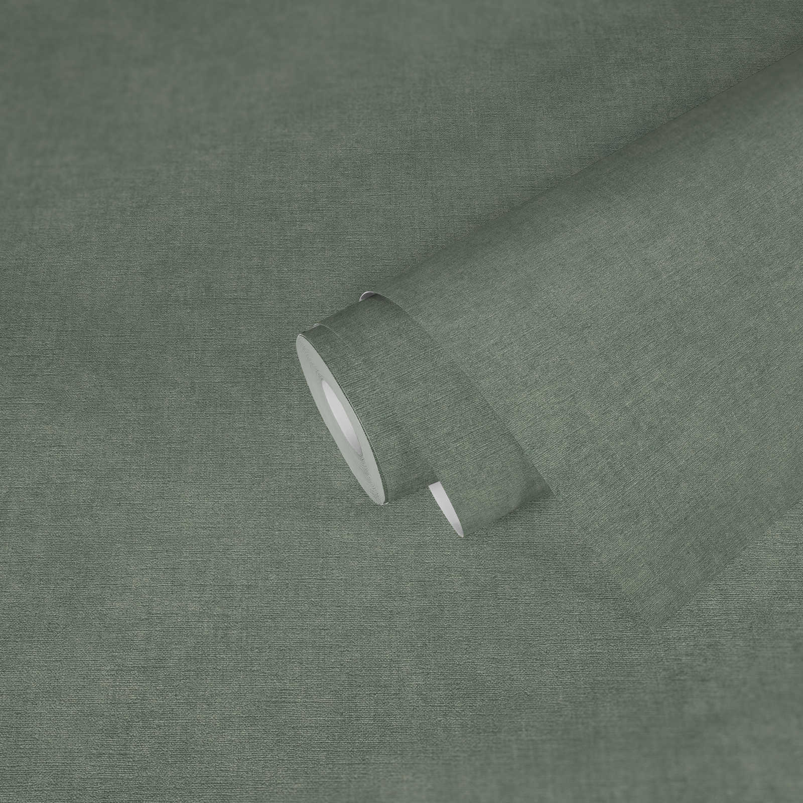             Licht gestructureerd behang in textiellook - groen, grijs
        