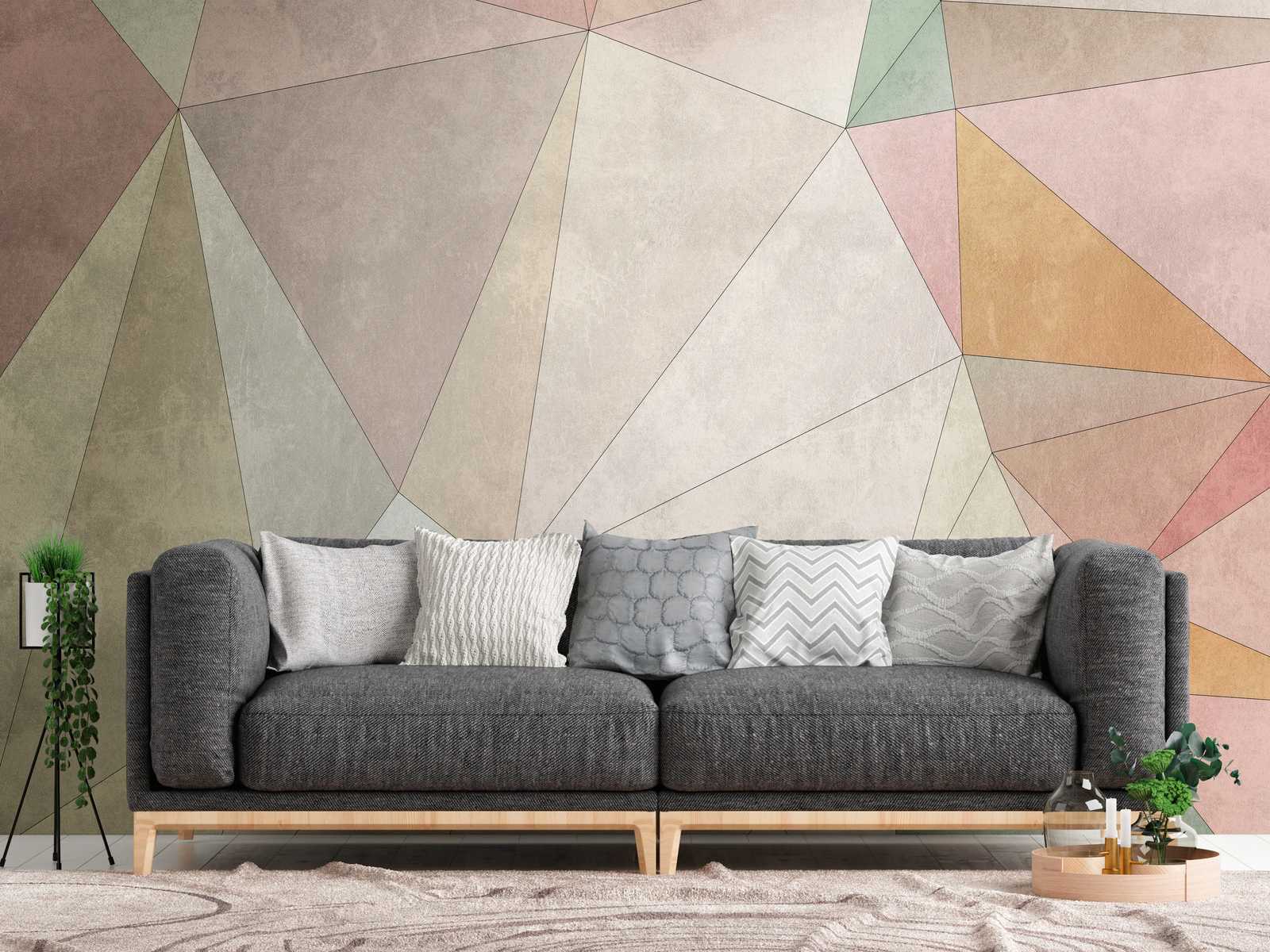             behang nieuwigheid | gips optiek motief behang kleurrijke facetten, colour block graphics
        