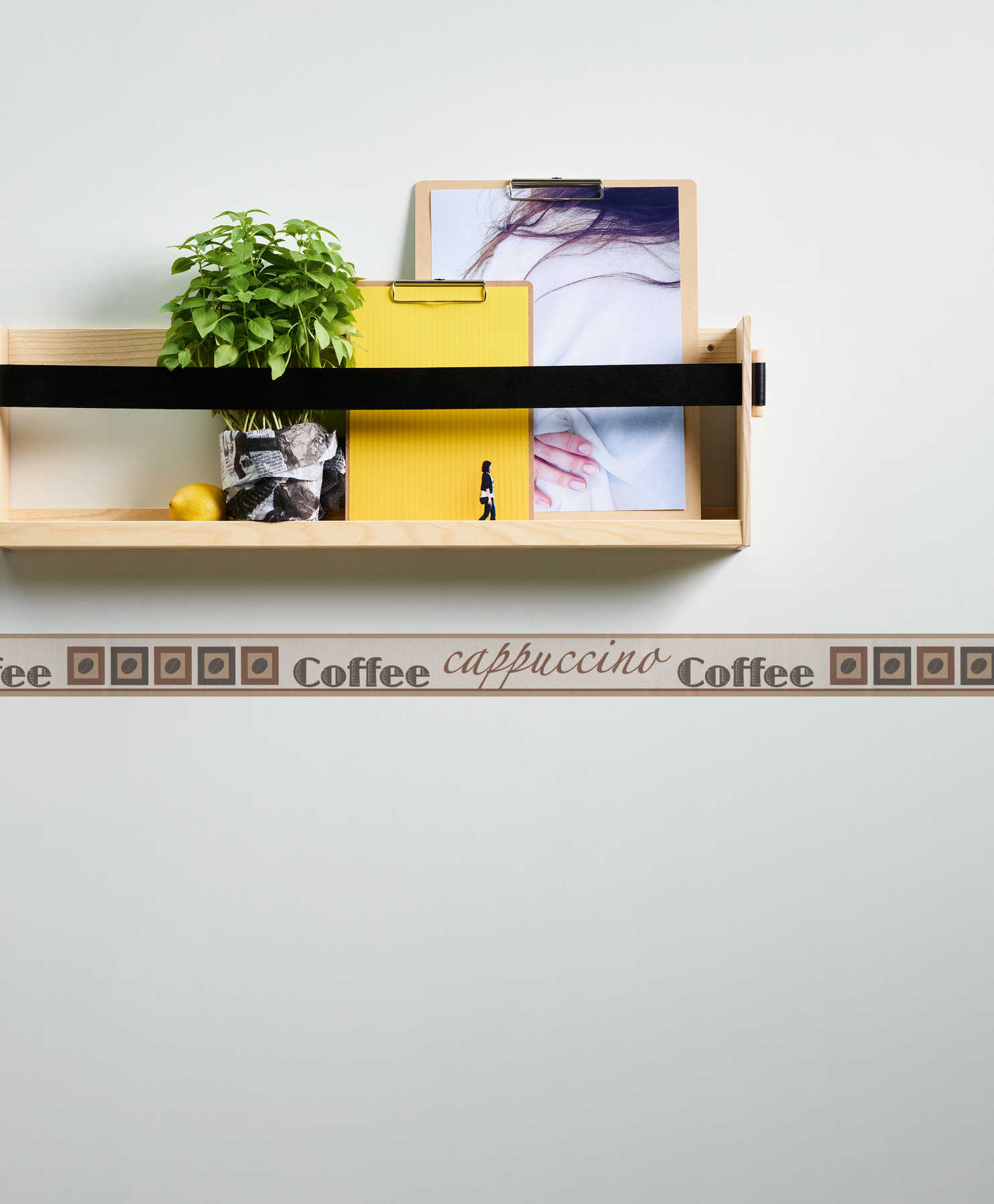             Border with coffee motif and typography for the kitchen - Brown, Beige, Cream
        