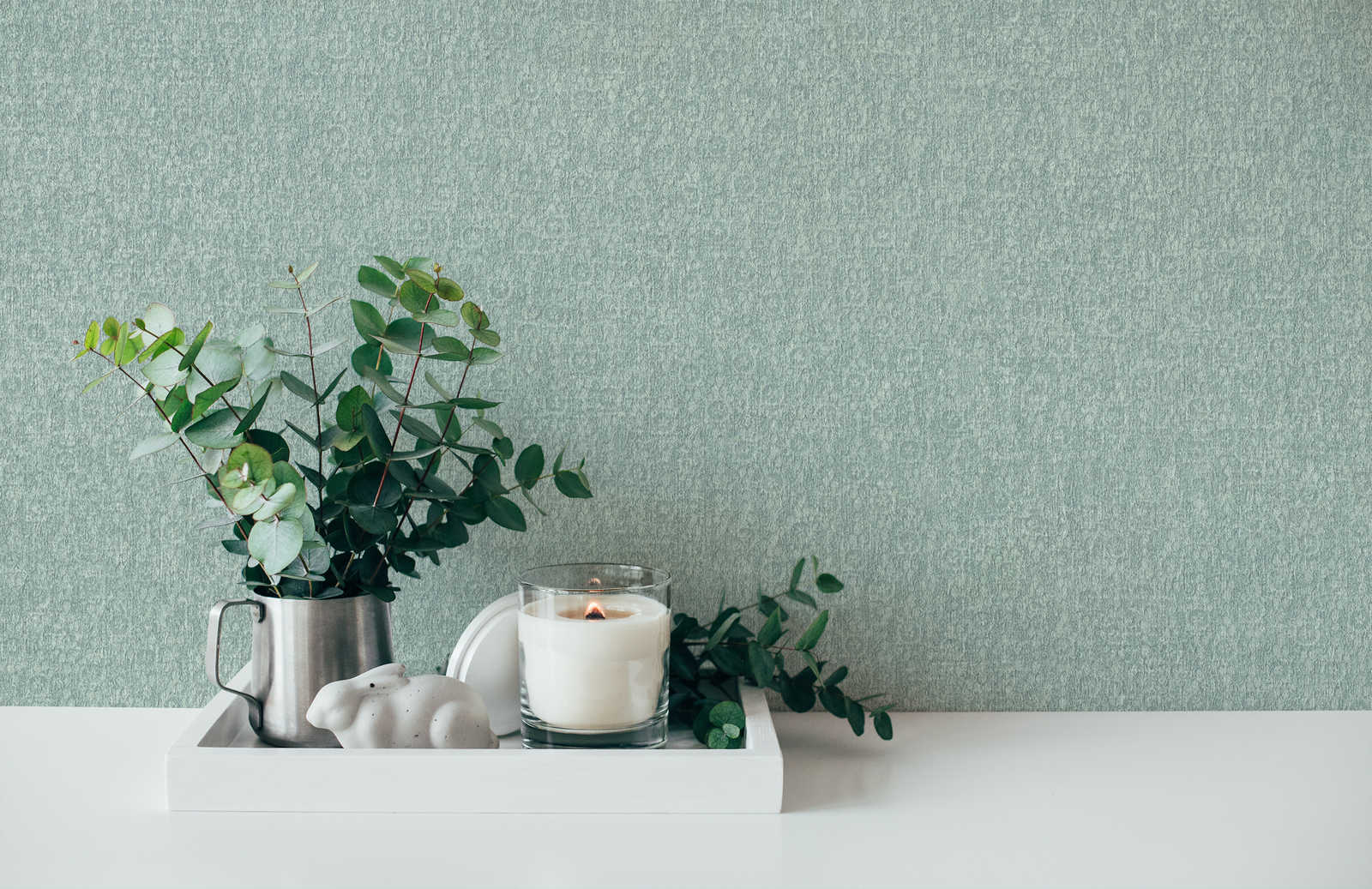             Textured wallpaper mint green with tone on tone pattern
        
