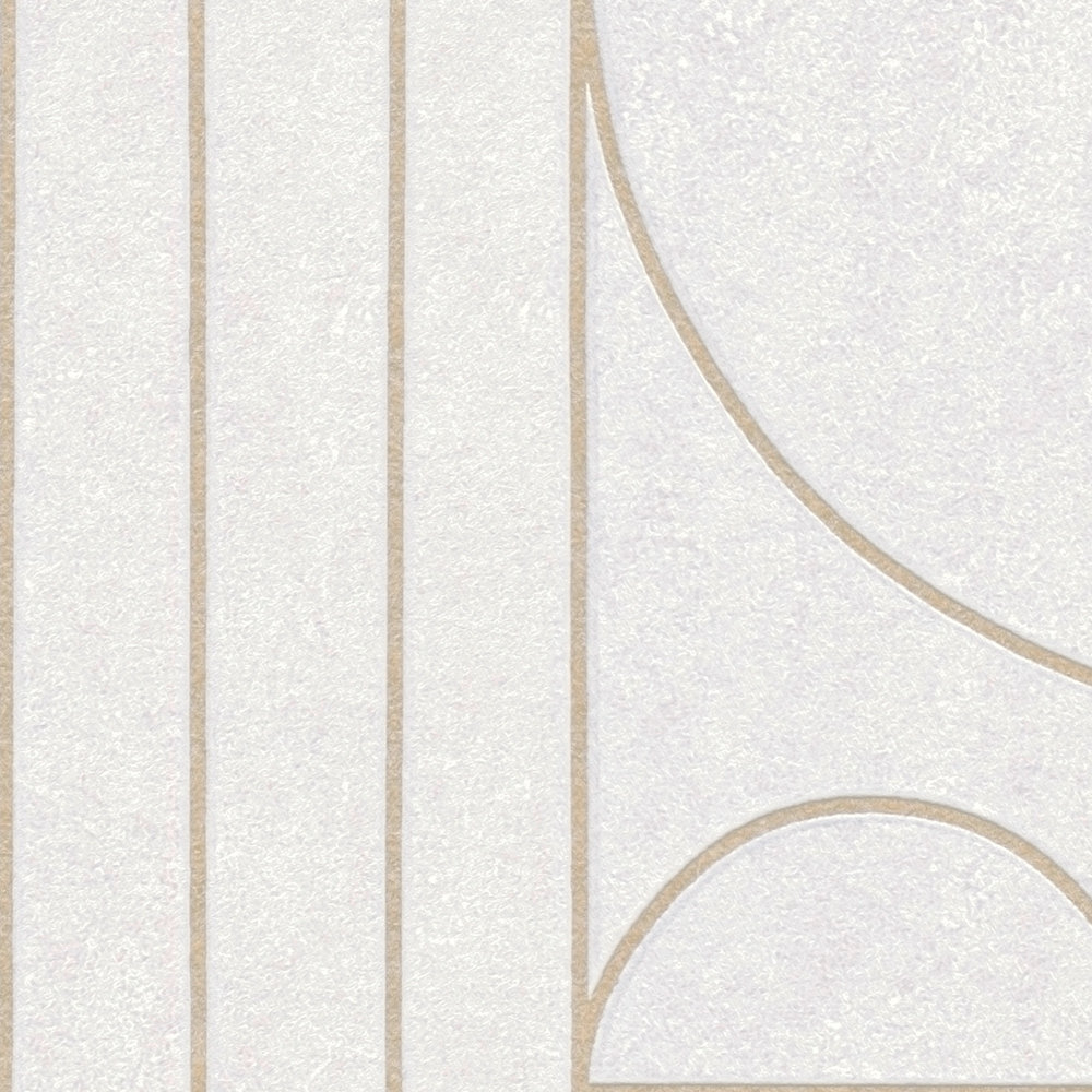             Tegellook behang art deco design gemarmerd - metallic, wit
        