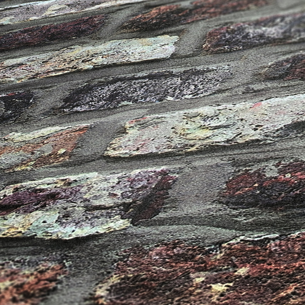             Carta da parati in pietra in mattoni rustici in stile industriale - marrone, grigio, beige
        