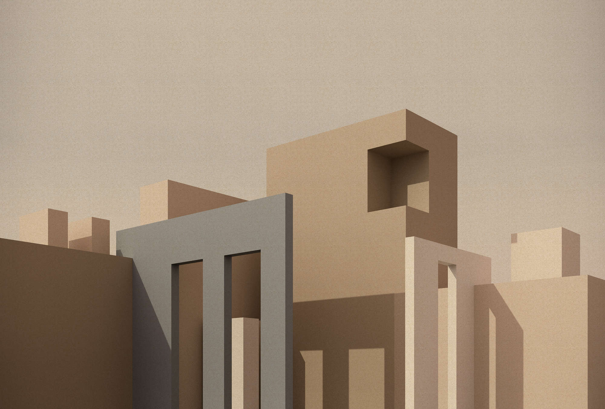             Tangier 1 - Architecture Cube Design Wallpaper in Beige & Grey
        