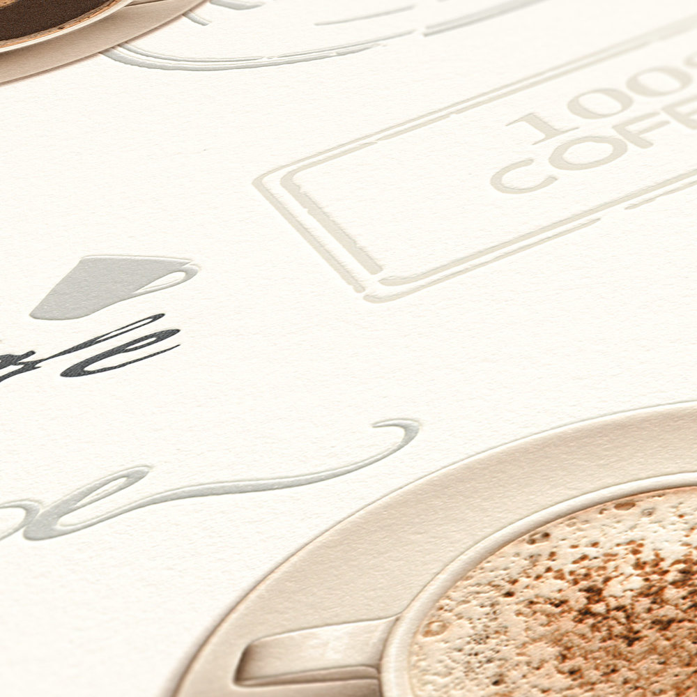             Papel pintado café para cocinas, diseño retro - crema, beige
        
