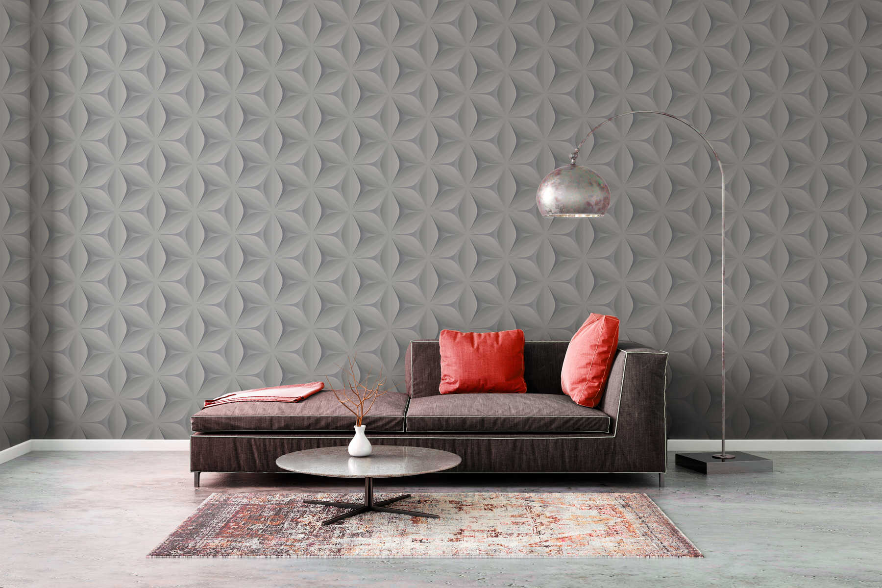             Vintage wallpaper Scandinavian pattern - grey
        