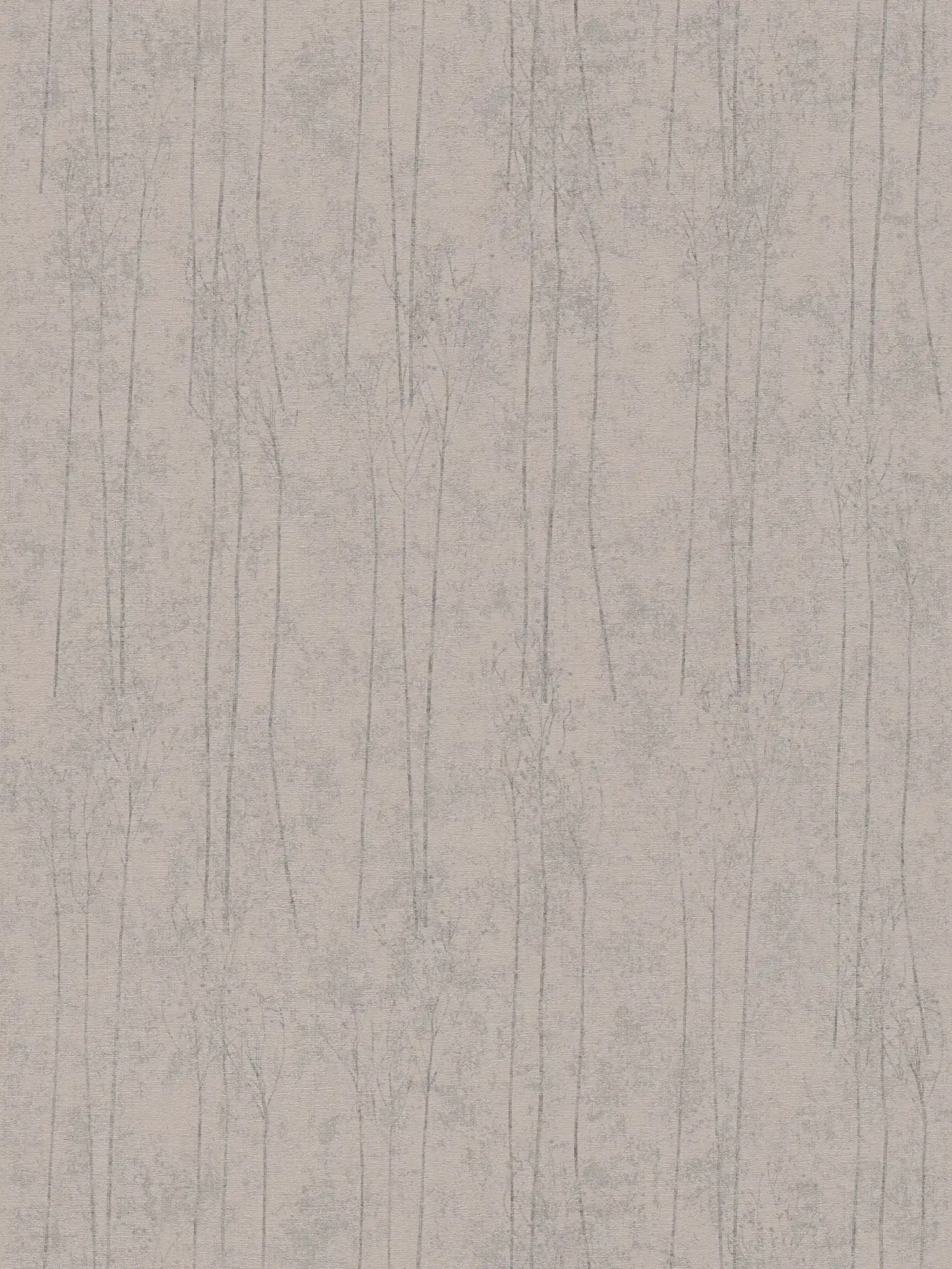 Grey non-woven wallpaper with nature design in Scandi style
